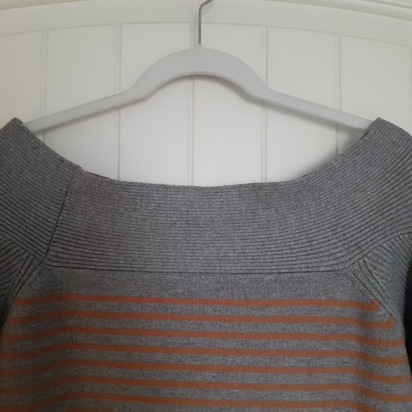 Anthropologie Elise Ribbed Tunic Gray Orange Stripe Off-the-Shoulder Size S - Picture 8 of 15